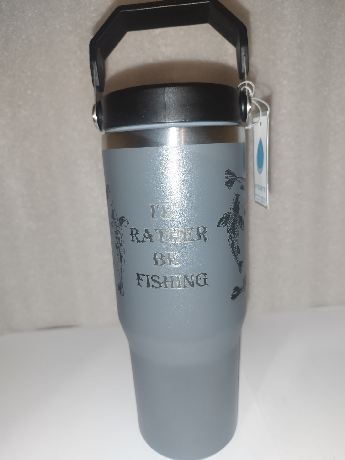 30oz I'd rather be fishing engraved stainless steel Tumbler