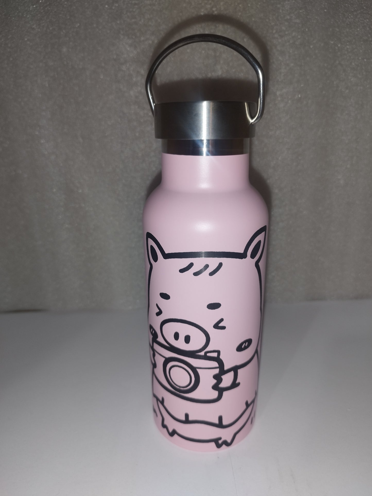 Dino pig engraved stainless steel bottle