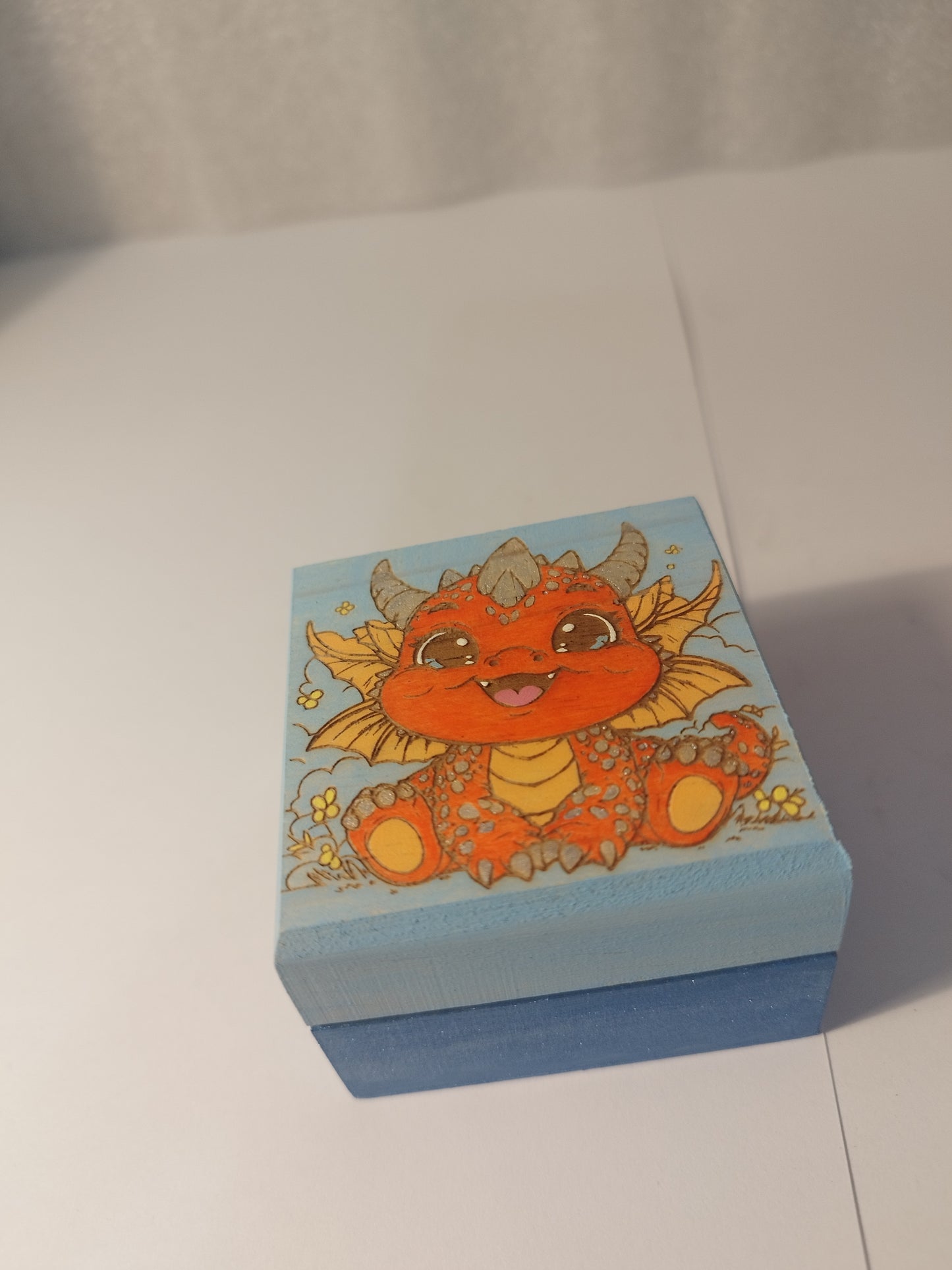Dragon baby engraved and hand painted jewellery box