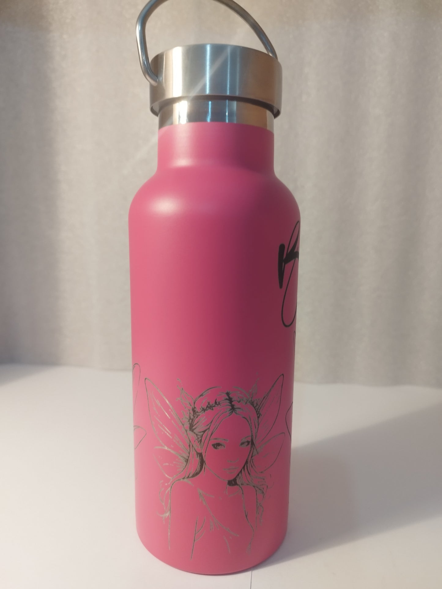Fairy beautiful engraved stainless steel bottle
