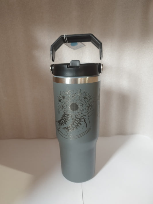 30oz Flower shoe engraved stainless steel Tumbler