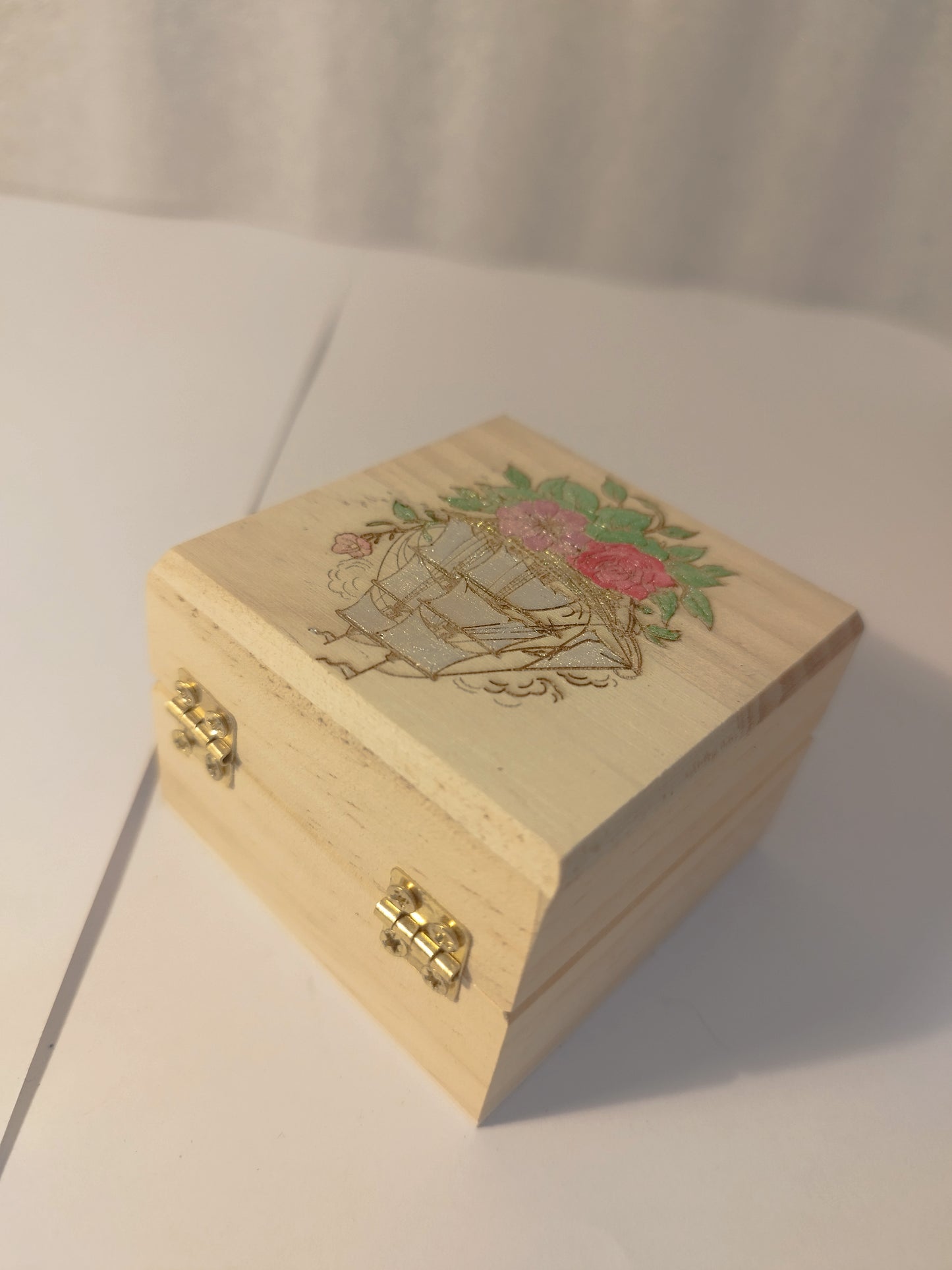 Boat engraved and hand painted jewellery box