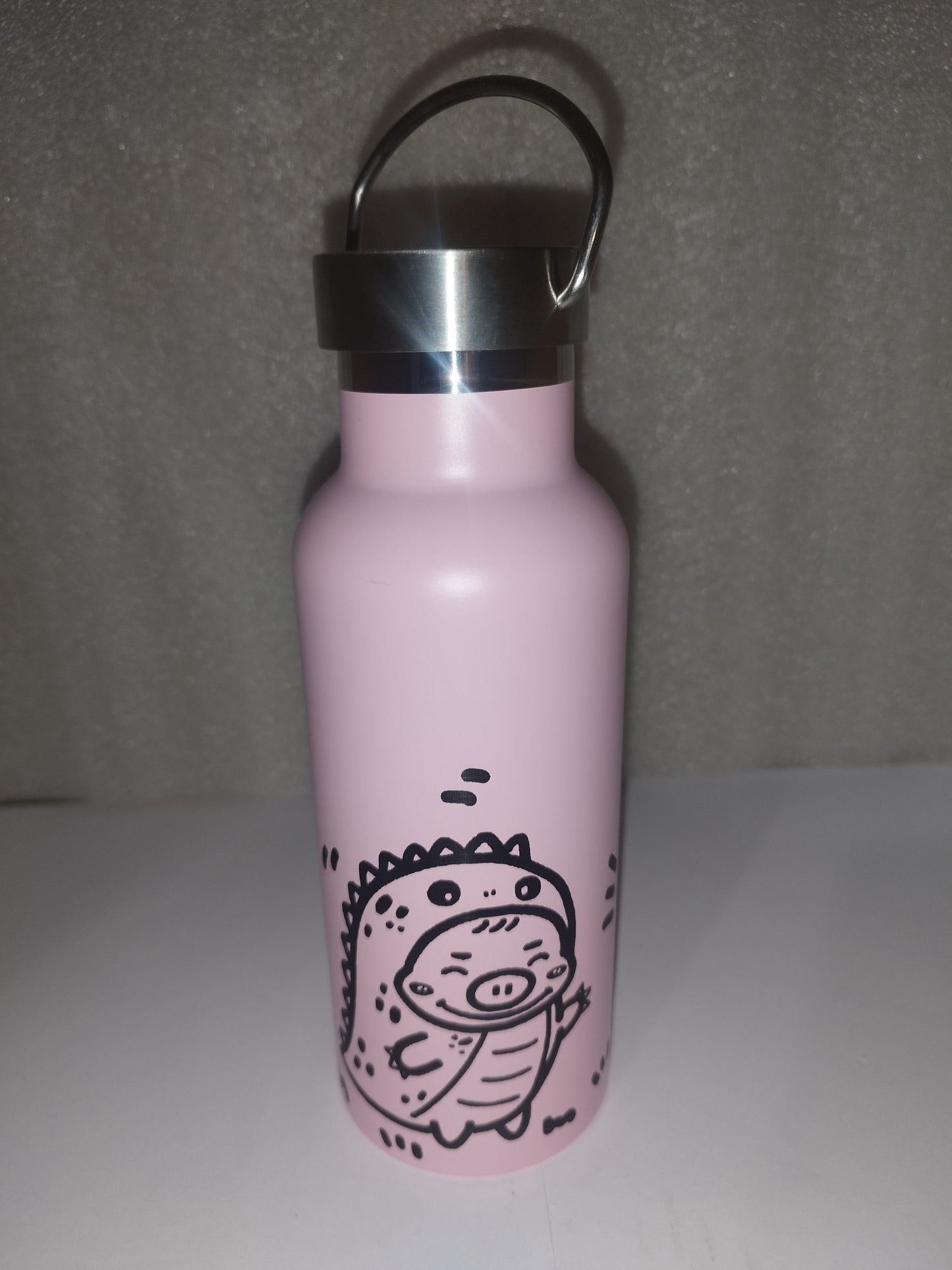 Dino pig engraved stainless steel bottle