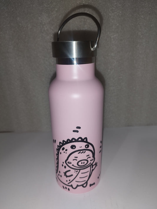 Dino pig engraved stainless steel bottle