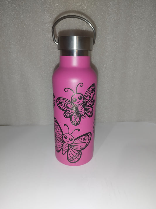 Butterfly engraved stainless steel bottle
