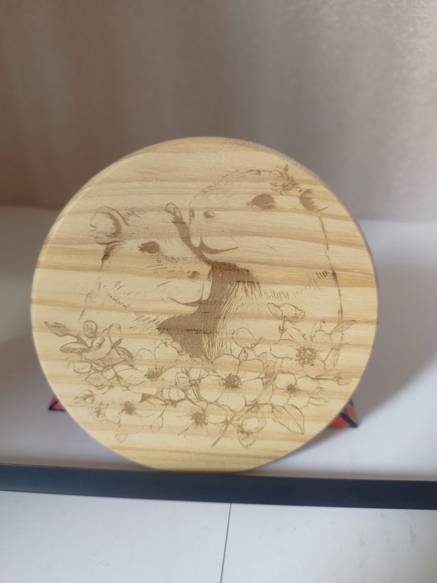 Cute engraved wood coaster