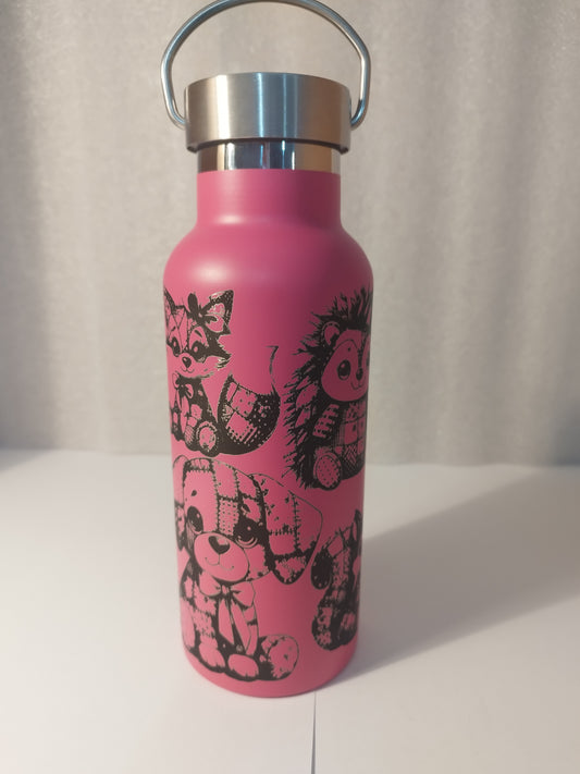 Patch animal engraved stainless steel bottle