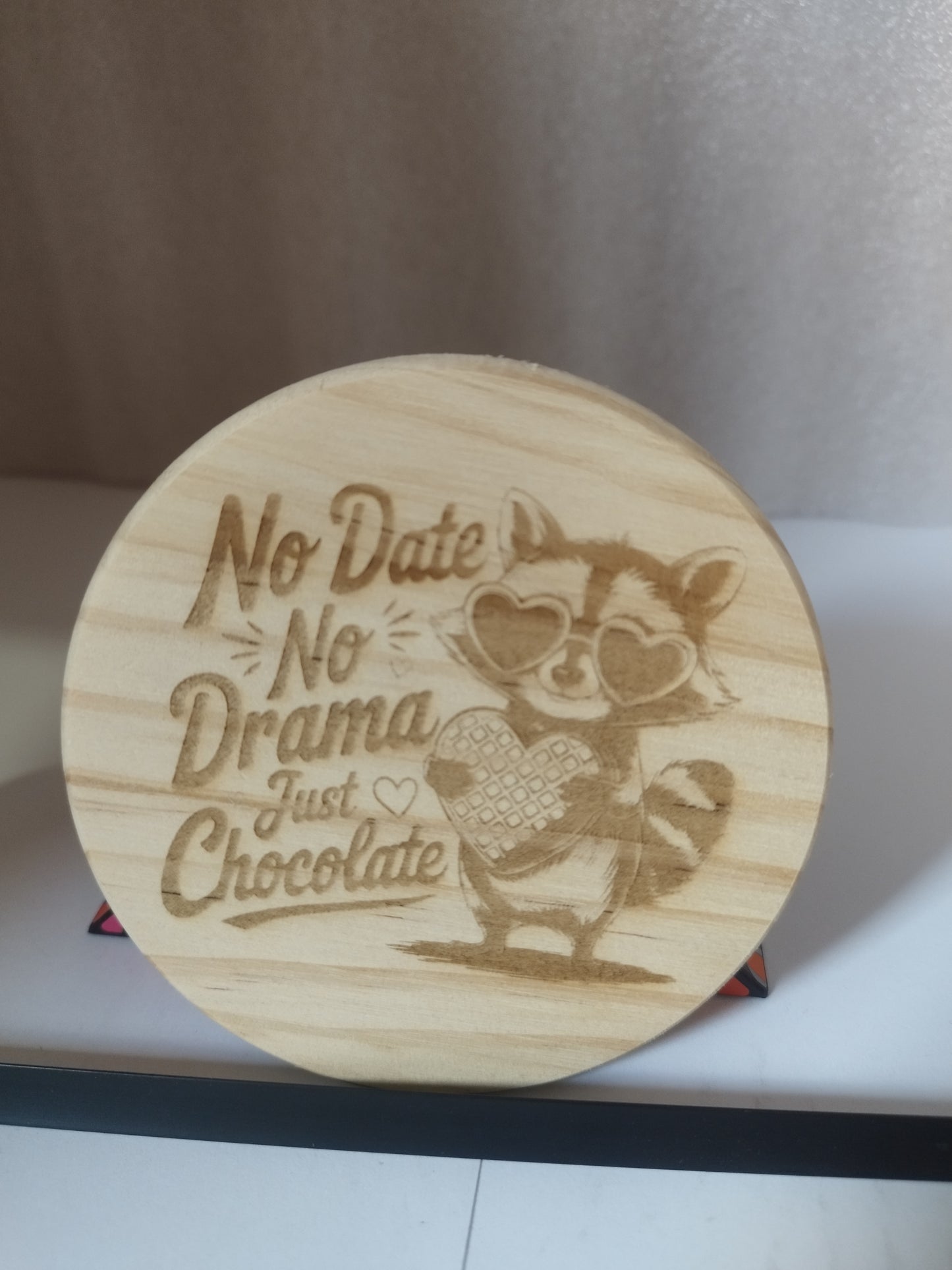 No date engraved wood coaster
