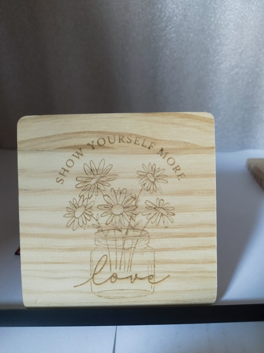 Show yourself more engraved wood coaster
