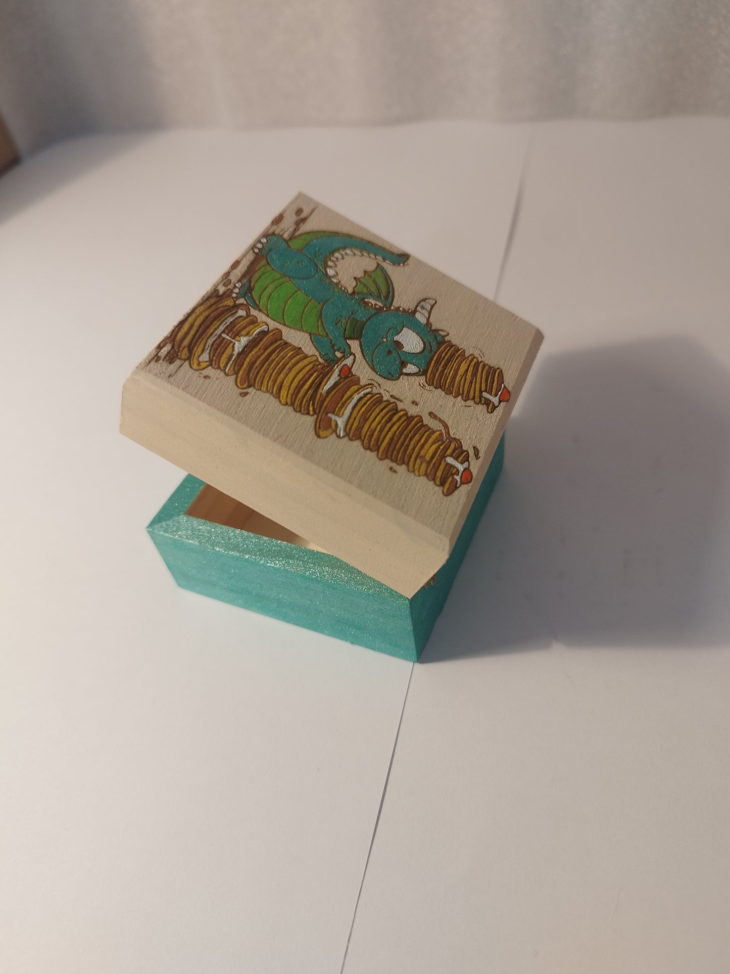 pancakes dragon engraved and hand painted jewellery box
