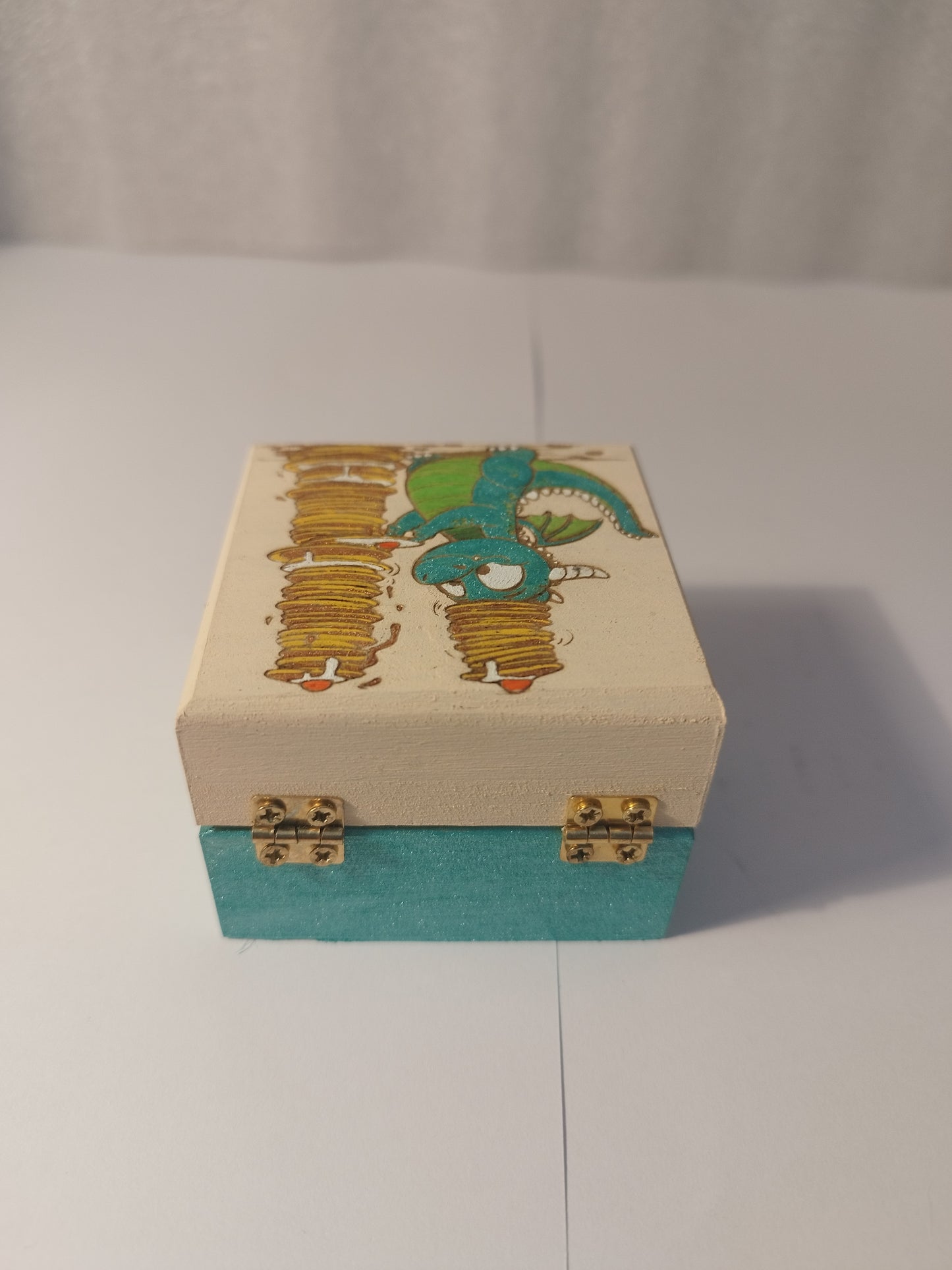 pancakes dragon engraved and hand painted jewellery box