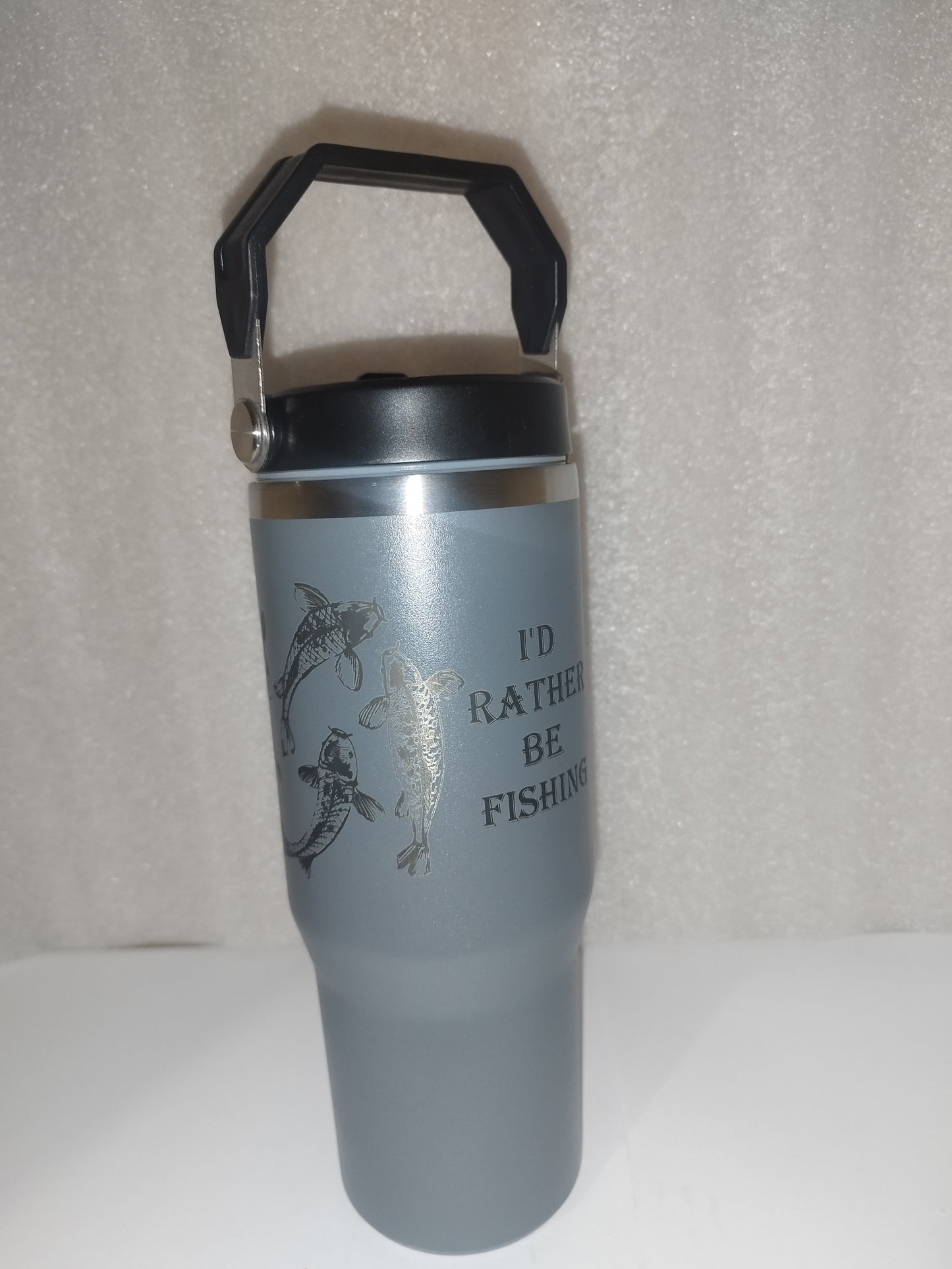 30oz I'd rather be fishing engraved stainless steel Tumbler