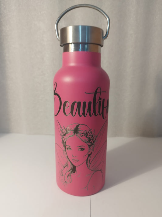 Fairy beautiful engraved stainless steel bottle