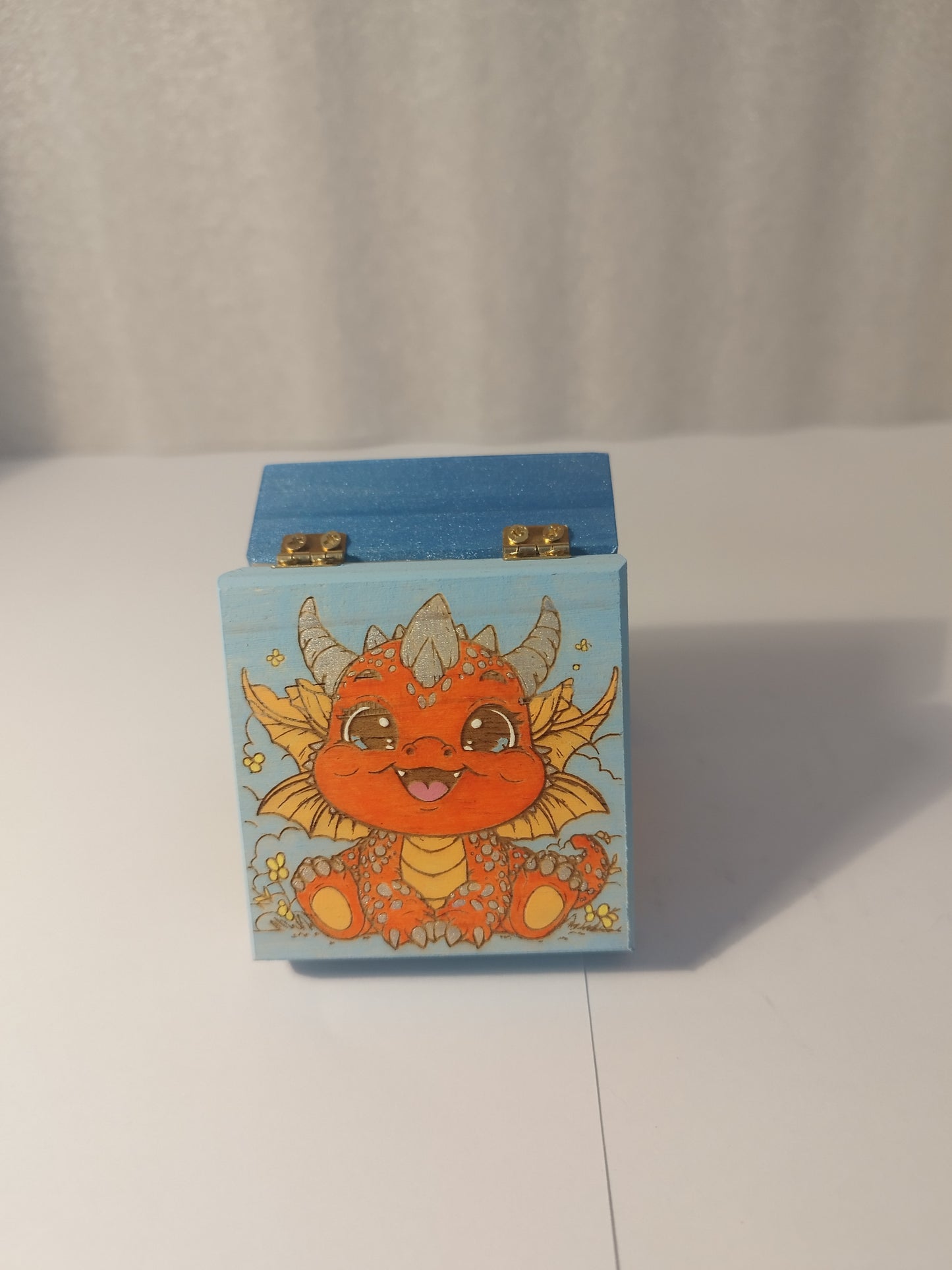 Dragon baby engraved and hand painted jewellery box